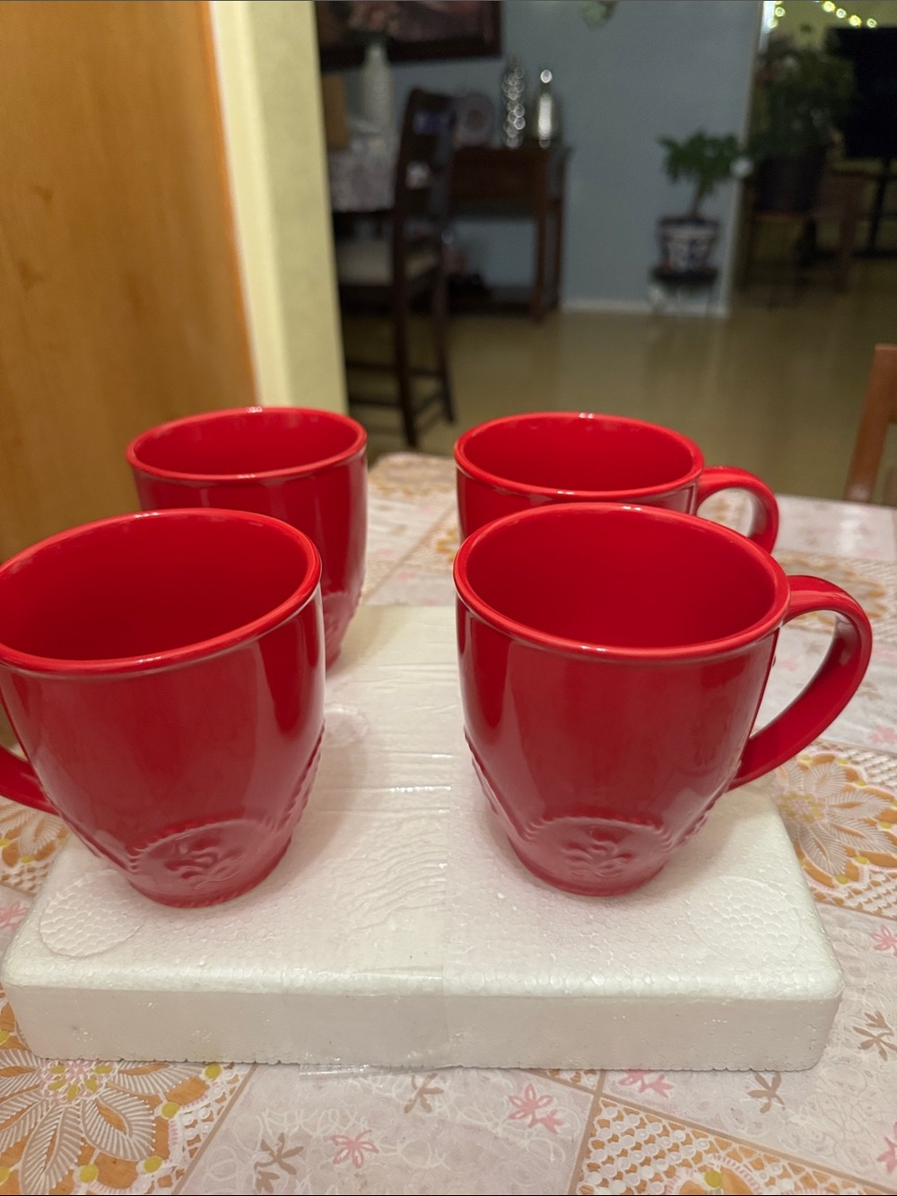 Princess House Red Ceramic Mugs Set of 4